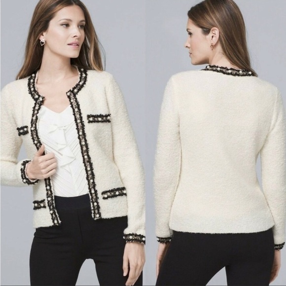 WHBM Faux Pearl-Detail Sweater Jacket | Sz XS - Picture 3 of 7